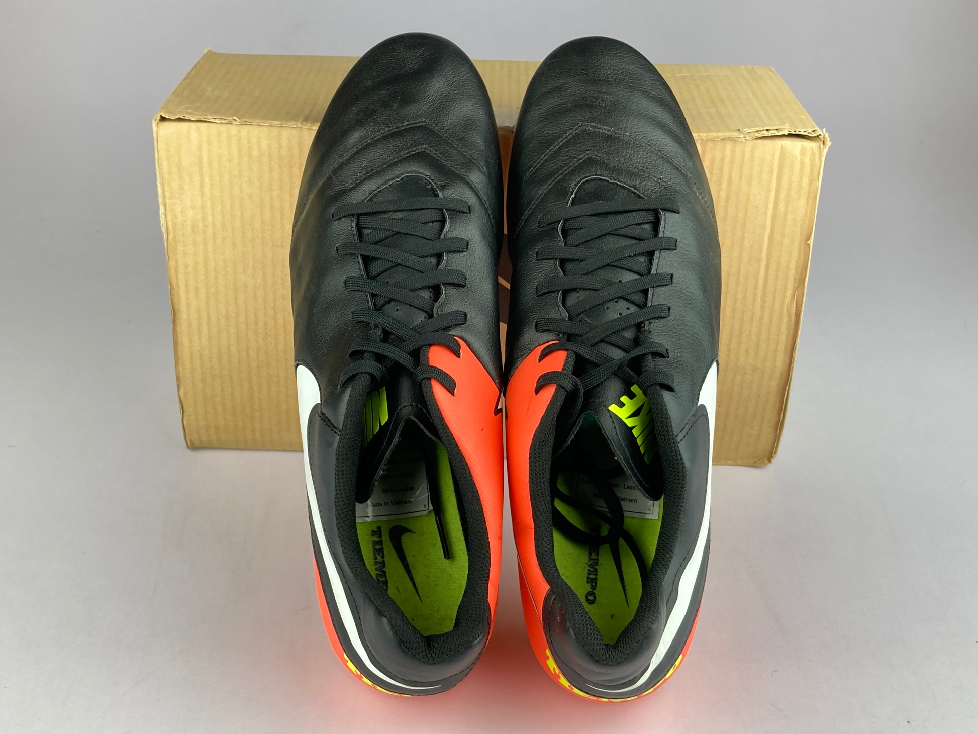 Nike TIEMPO GENIO II LEATHER FG 'Black Orange' 819213-018-Football-Athletic Corner