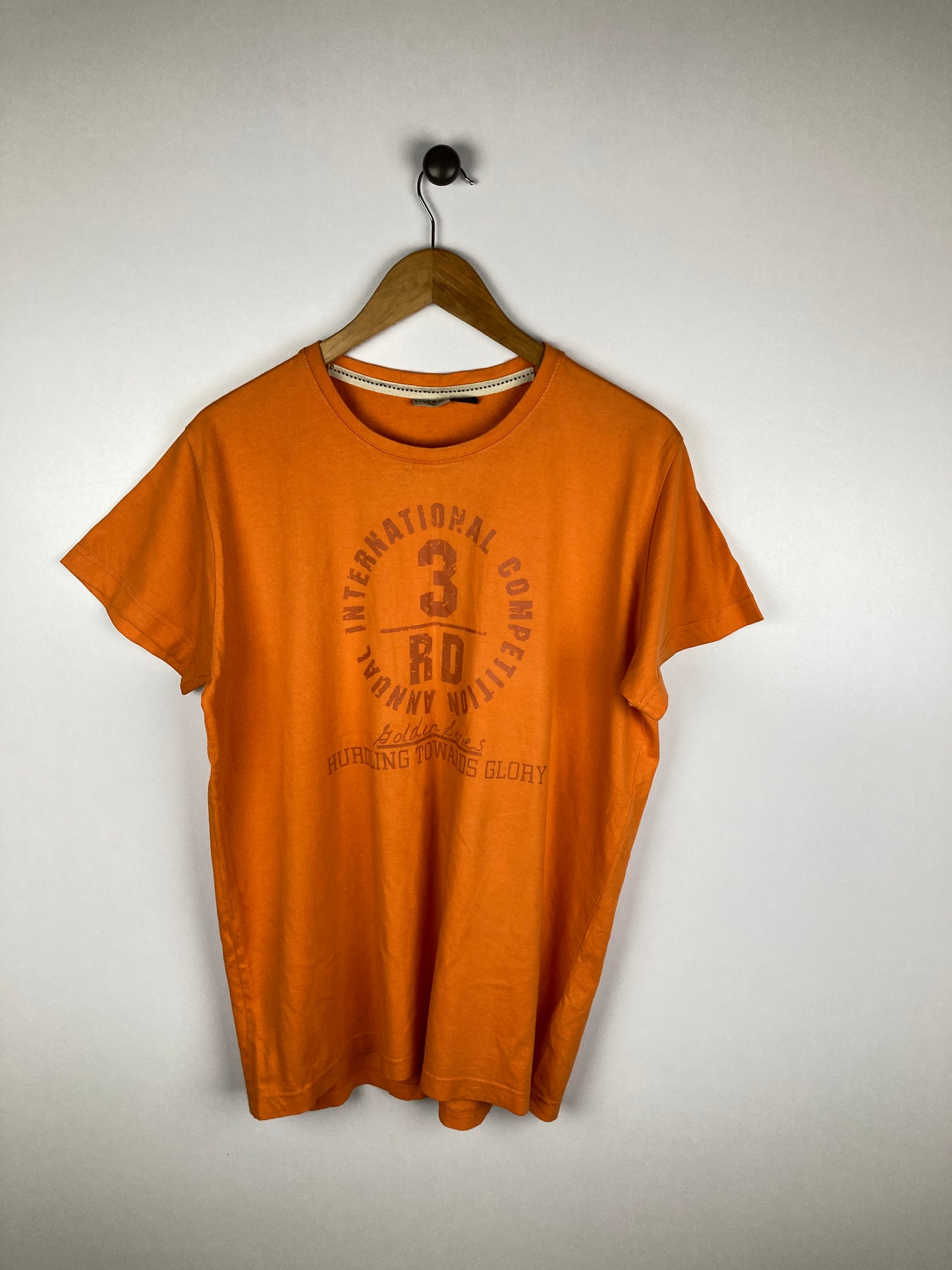 Livergy Printed Orange |Cotton| Crew Neck-Tees-Athletic Corner