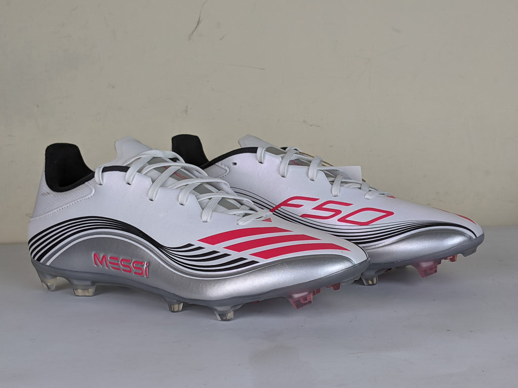 adidas F50 Messi League FG/AG Prestig10 - Footwear White/Lucid Red/Silver Metallic (Brand New)