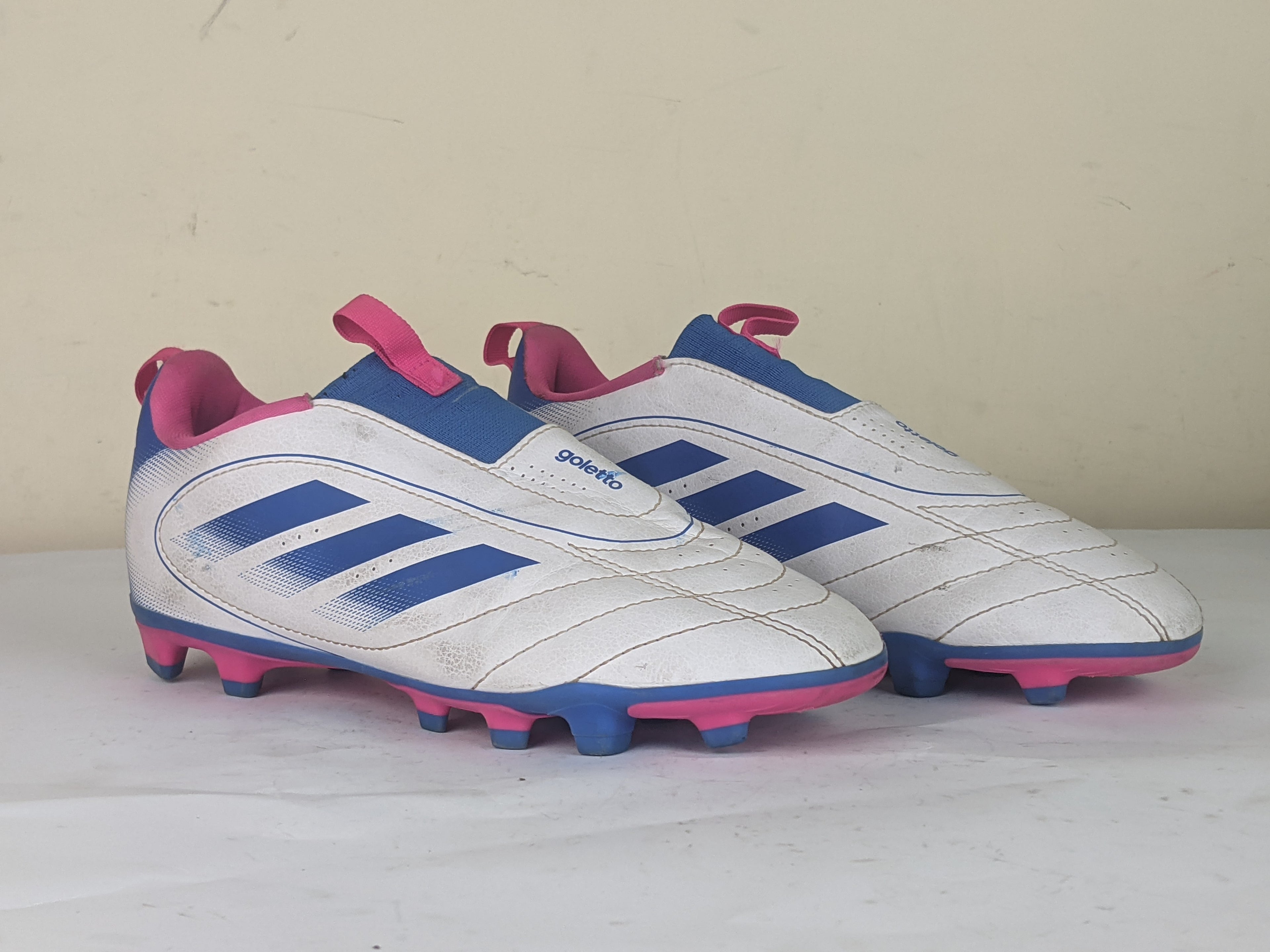 adidas Goletto IX Laceless FG 'Cloud White / Bright Royal / Team Shock Pink 2