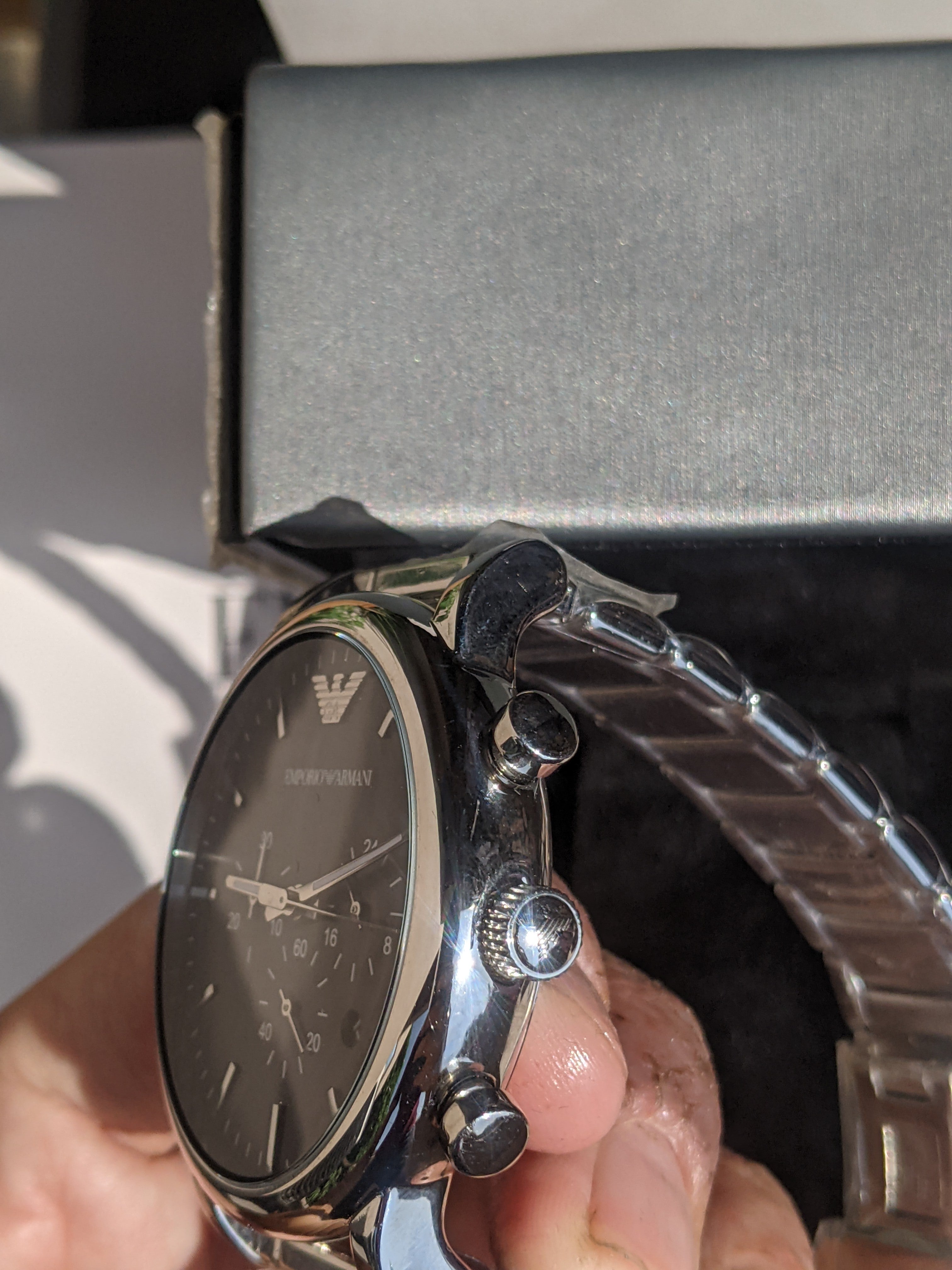 Emporio Armani Luigi Black Dial Silver Steel Strap Watch For Men - AR1894