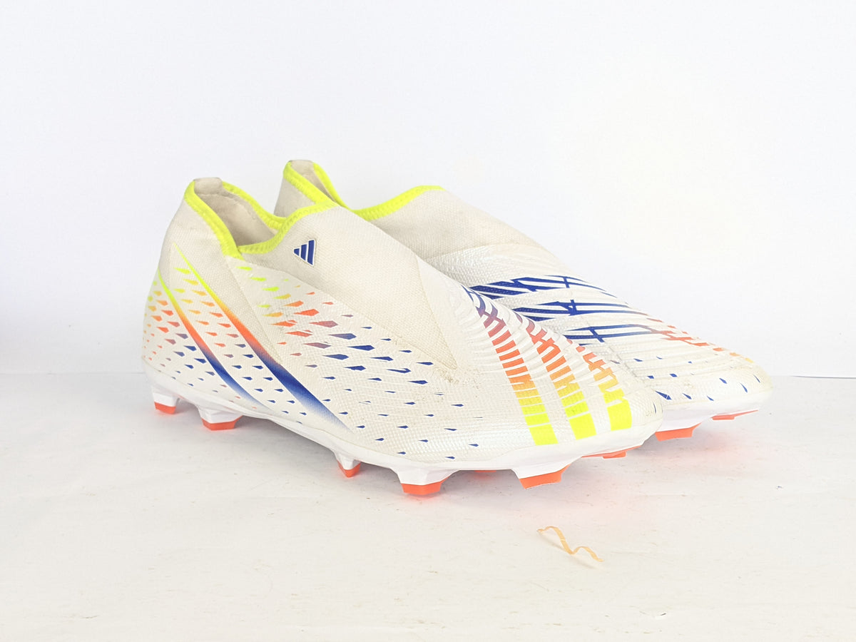 adidas Predator Edge .3 Laceless FG Al Rihla - Footwear White/Solar Yellow/Power Blue