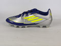 adidas unisex F50 Club FG/MG messi 'Silver Metallic / Solar Yellow / Lucid Blue'
