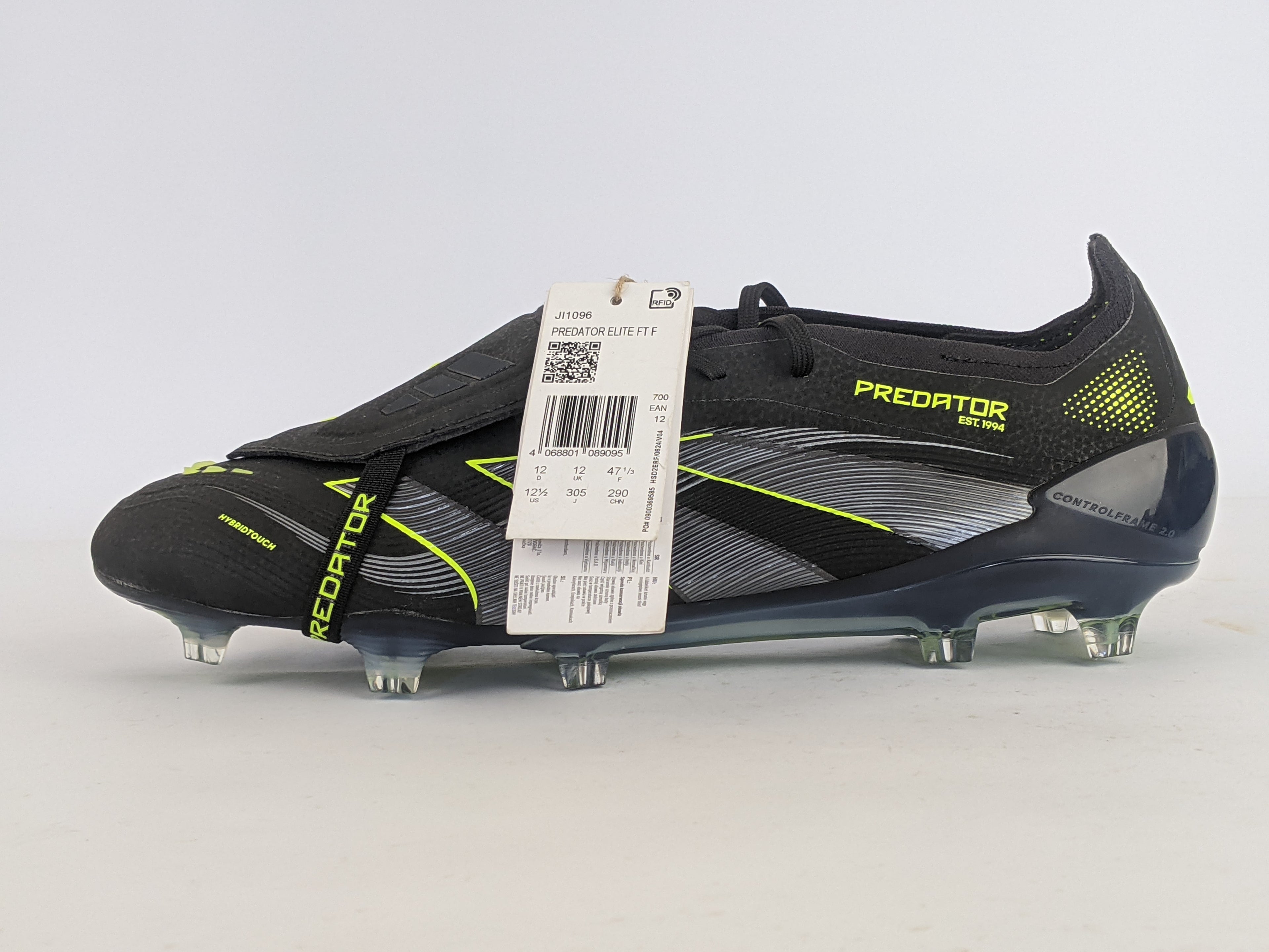 adidas Predator Elite Fold-over Tongue FG Electric Stealth - Core Black/Carbon/Lucid Lemon (Brand New)