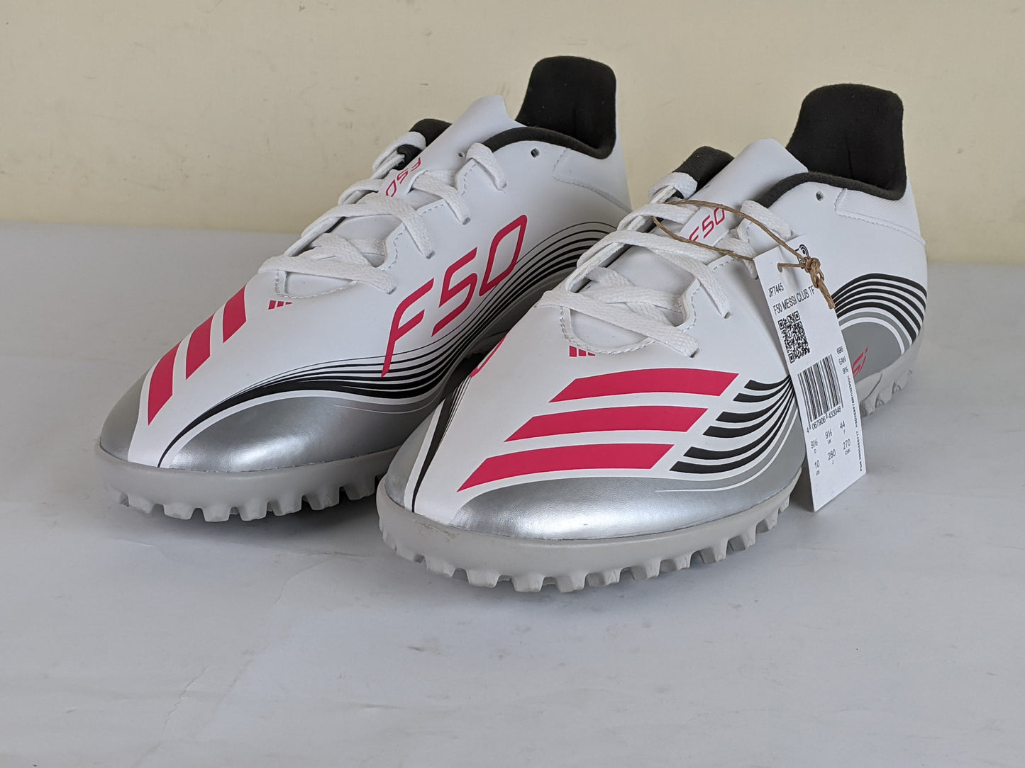 adidas F50 Messi Club TF Prestig10 - Footwear White/Lucid Red/Silver Metallic (Brand New)