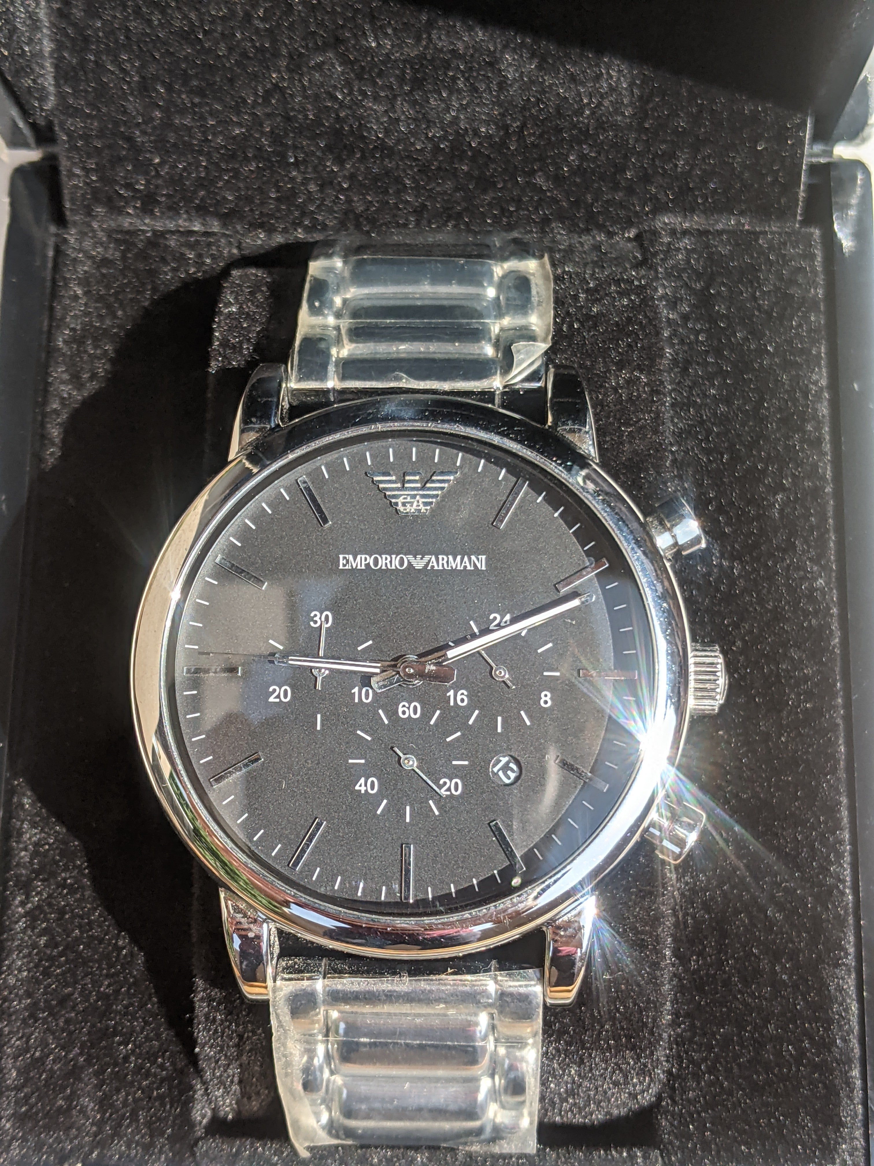 Emporio Armani Luigi Black Dial Silver Steel Strap Watch For Men - AR1894