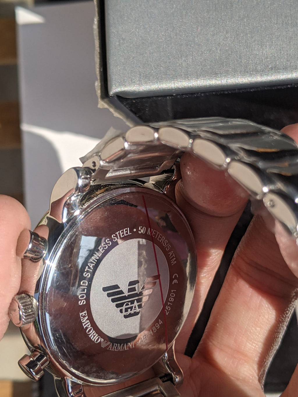 Emporio Armani Luigi Black Dial Silver Steel Strap Watch For Men - AR1894