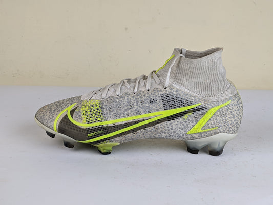 Nike Mercurial Superfly 8 Elite FG Silver Safari - White/Black/Metallic Silver/Volt
