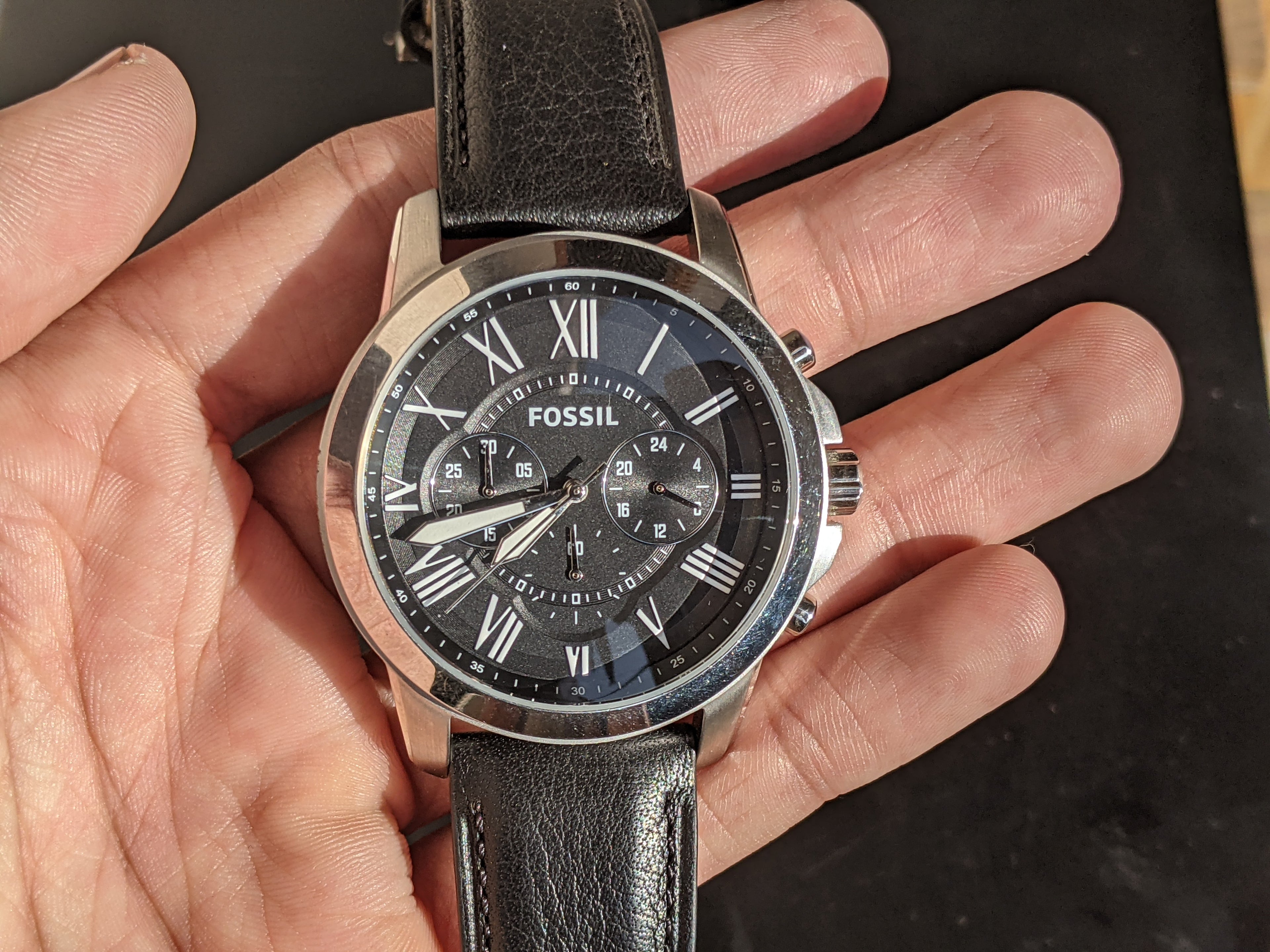 Fossil Grant Chronograph Black Leather Men's Watch FS4812