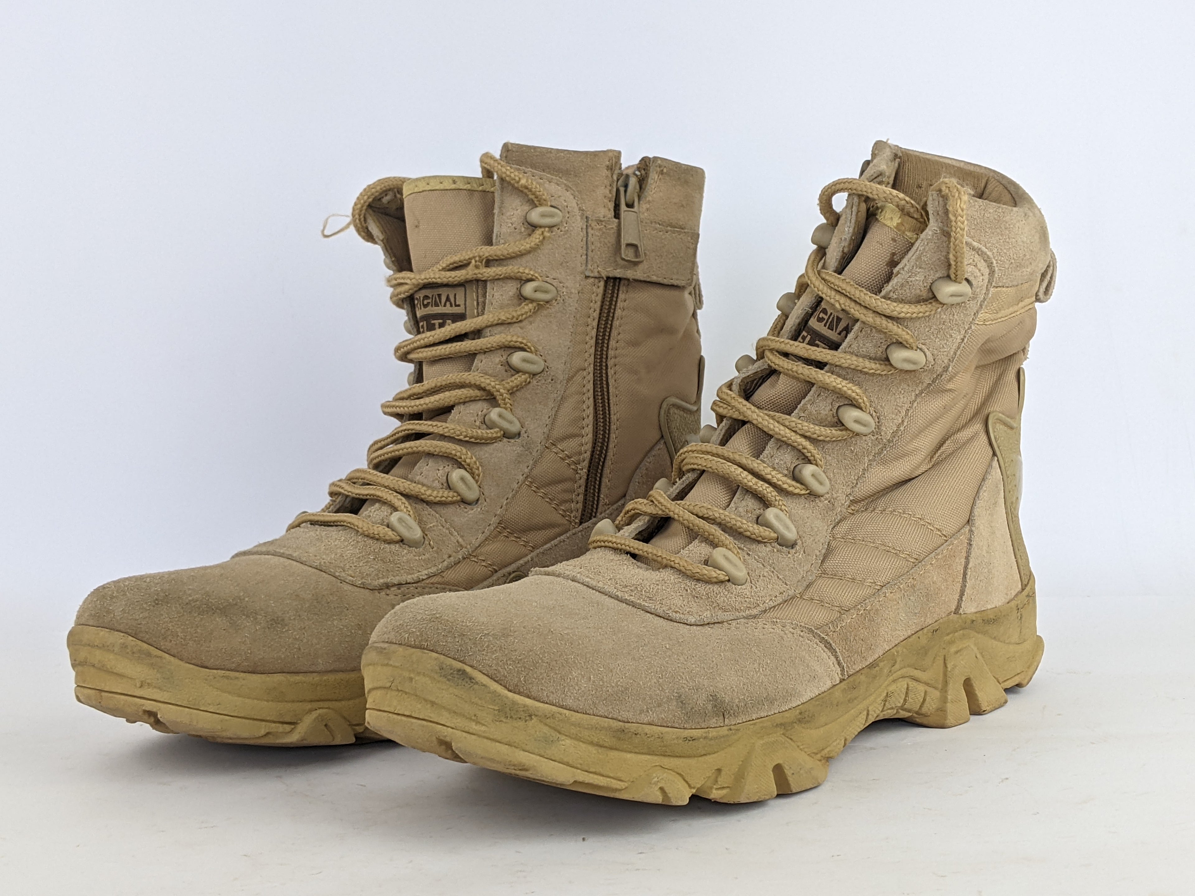 Delta Cordura Lace Up Suede Zip Combat Boots