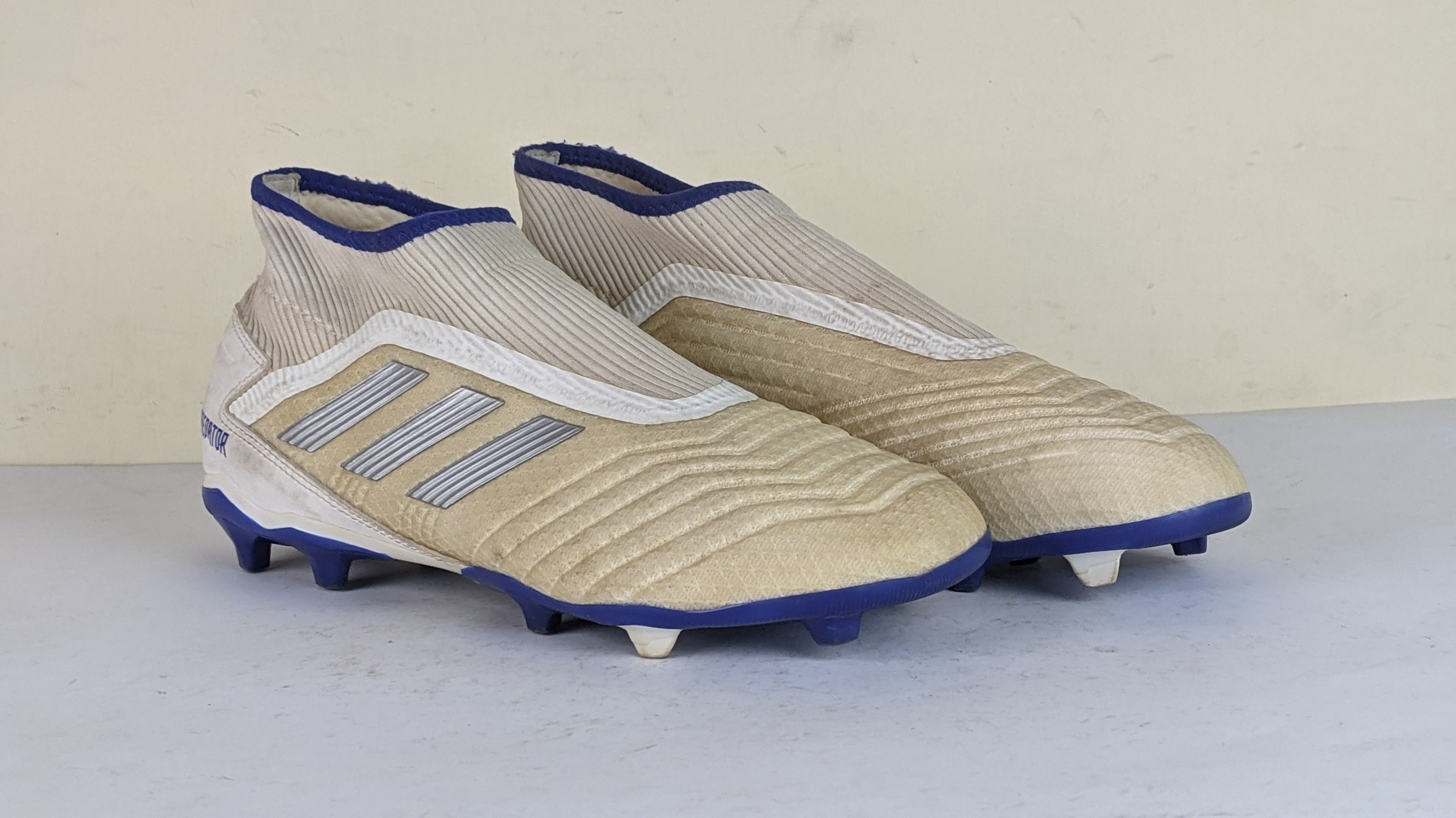 adidas Predator 19.3 FG/AG Laceless Virtuso - Footwear White/Silver Metallic/Bold Blue