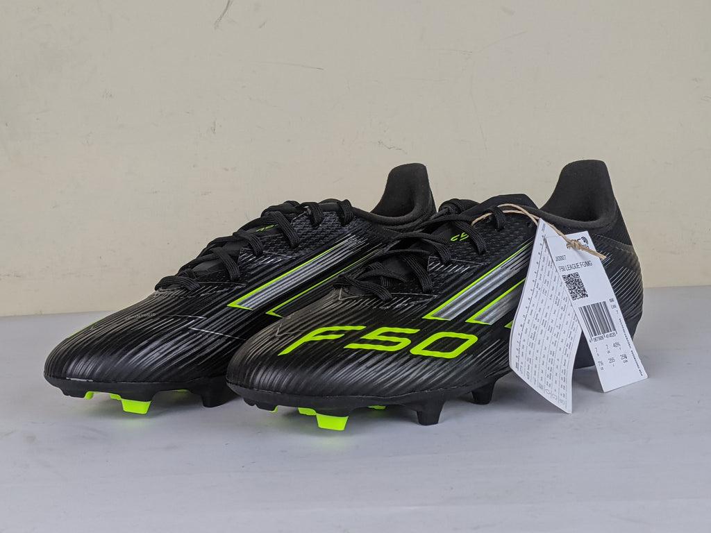 adidas F50 League FG/AG Electric Stealth - Core Black/Iron Metal/Lucid Lemon (Brand New)