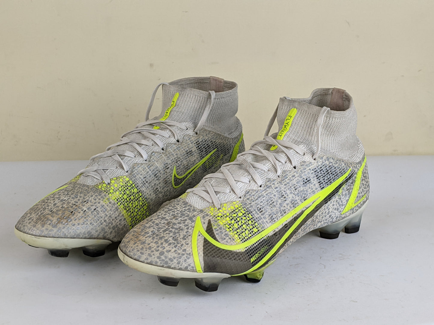 Nike Mercurial Superfly 8 Elite FG Silver Safari - White/Black/Metallic Silver/Volt
