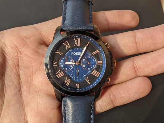 Fossil Grant Chronograph Navy Leather Men's Watch FS5061