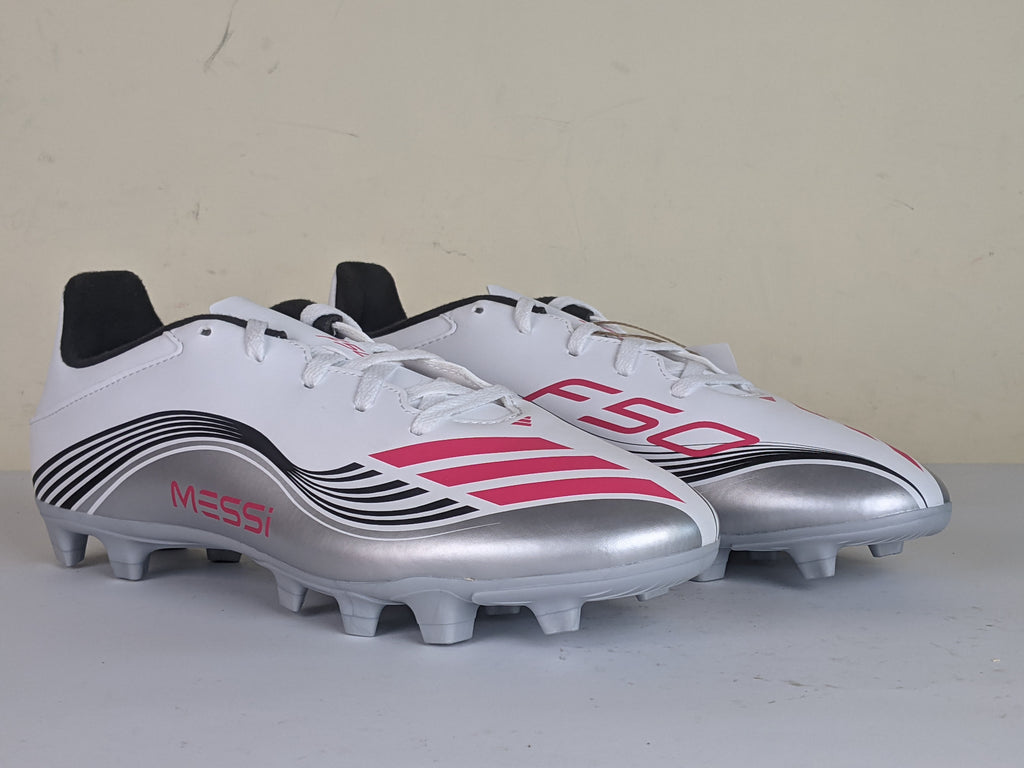 adidas F50 Messi Club FxG Prestig10 - Footwear White/Lucid Red/Silver Metallic (Brand New)