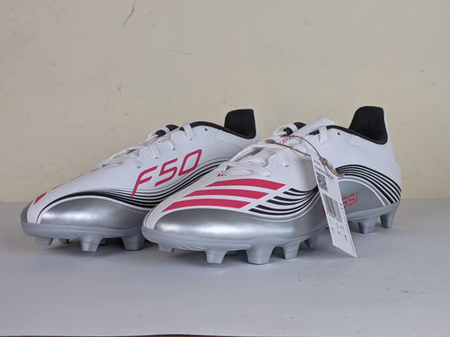 adidas F50 Messi Club FxG Prestig10 - Footwear White/Lucid Red/Silver Metallic (Brand New)