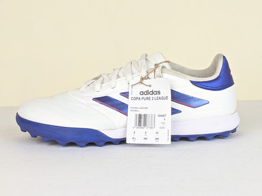 adidas Copa Pure 2 League TF Advancement - Footwear White/Lucid Blue/Solar Red (Almost Brand New)