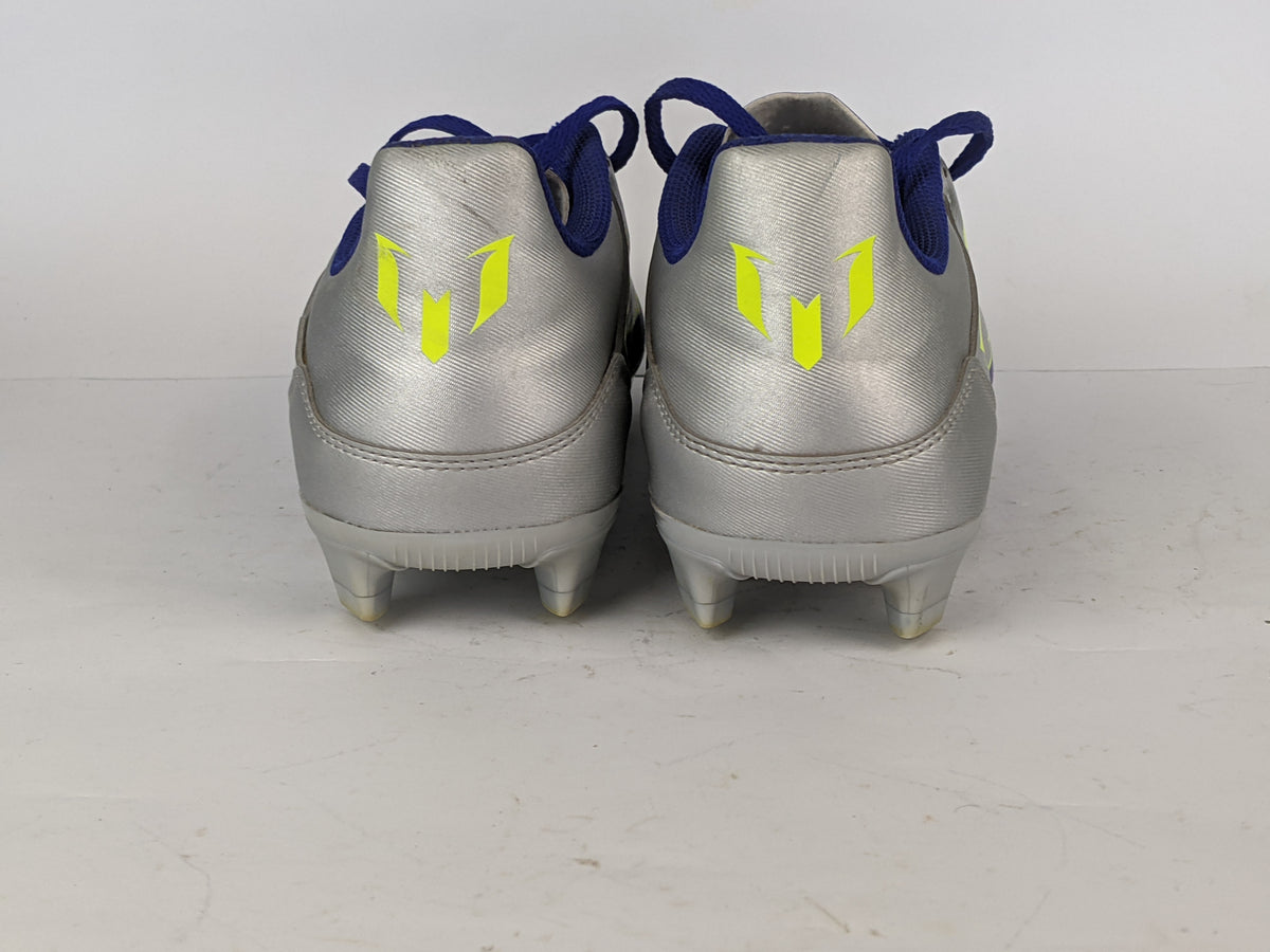 adidas unisex F50 Club FG/MG messi 'Silver Metallic / Solar Yellow / Lucid Blue'