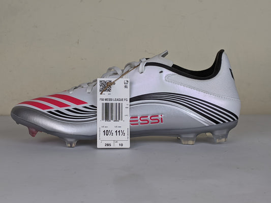 adidas F50 Messi League FG/AG Prestig10 - Footwear White/Lucid Red/Silver Metallic (Brand New)