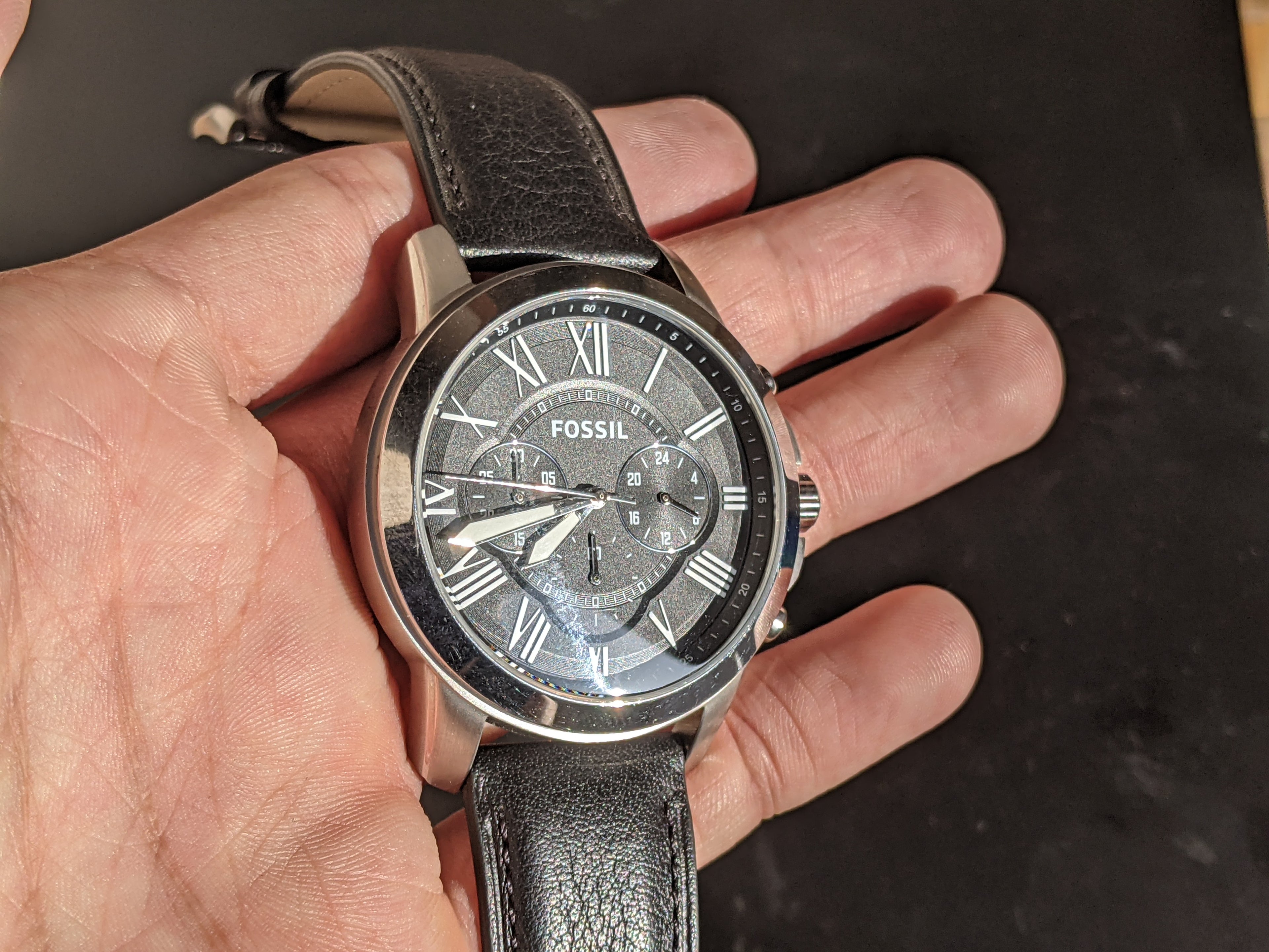 Fossil Grant Chronograph Black Leather Men's Watch FS4812