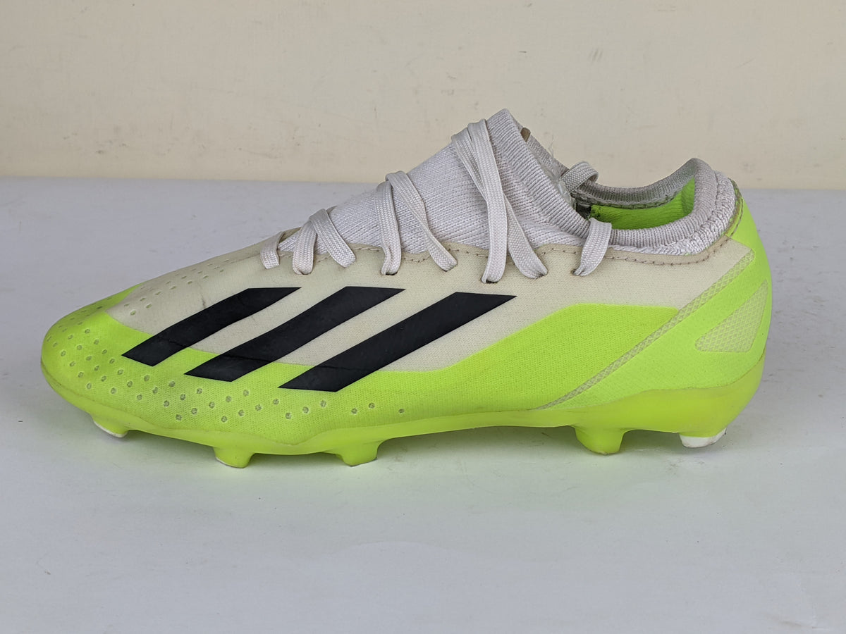 adidas X Crazyfast .3 FG Crazyrush - Footwear White/Core Black/Lucid Lemon Kids