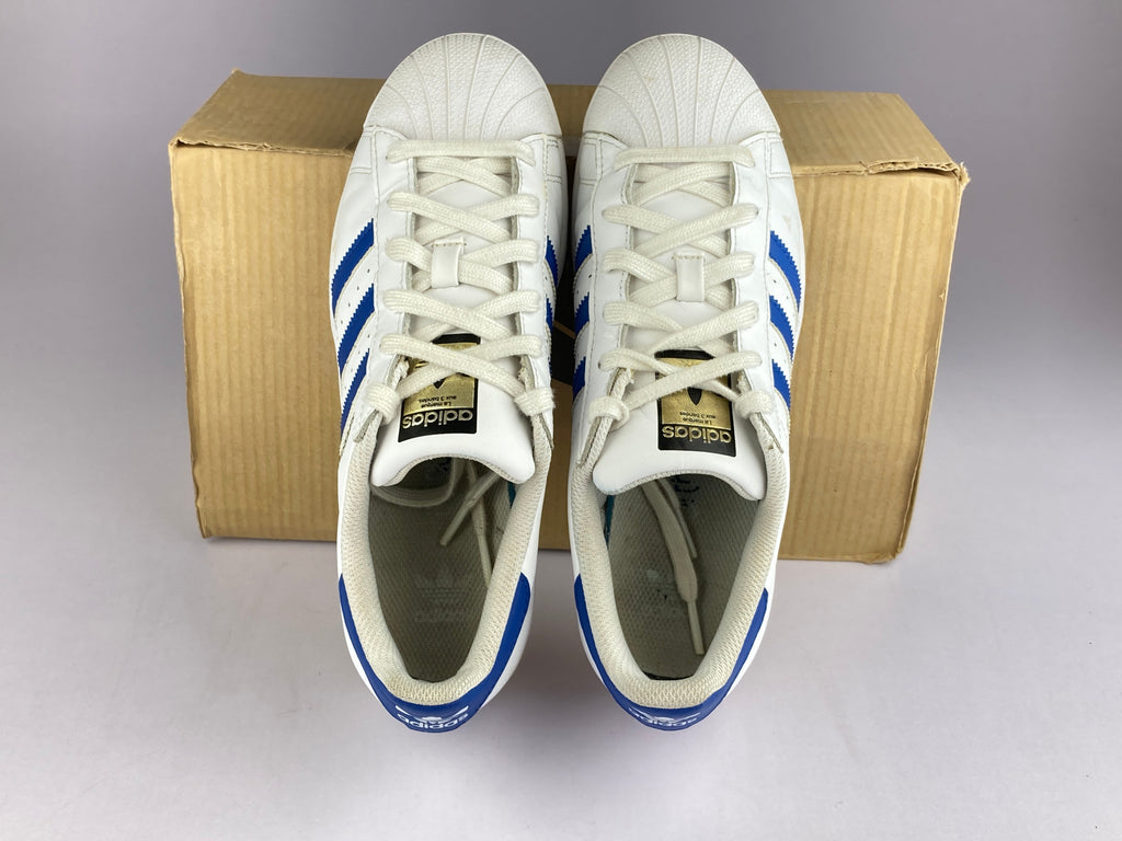 adidas Superstar Foundation J 'White,Solar Blue' S74944-Sneakers-Athletic Corner