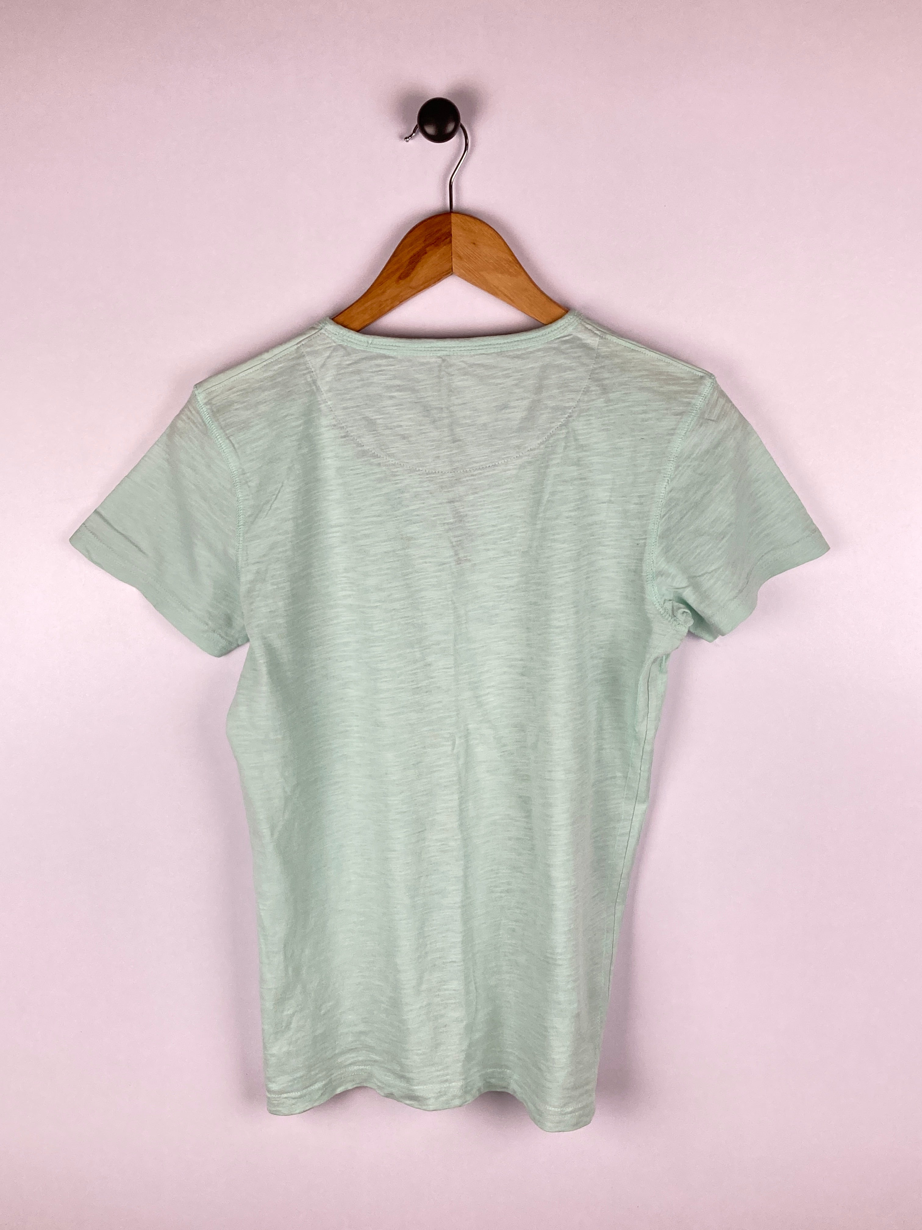 Tropical Paradise Aqua Buttoned | Cotton | V-Neck Tee