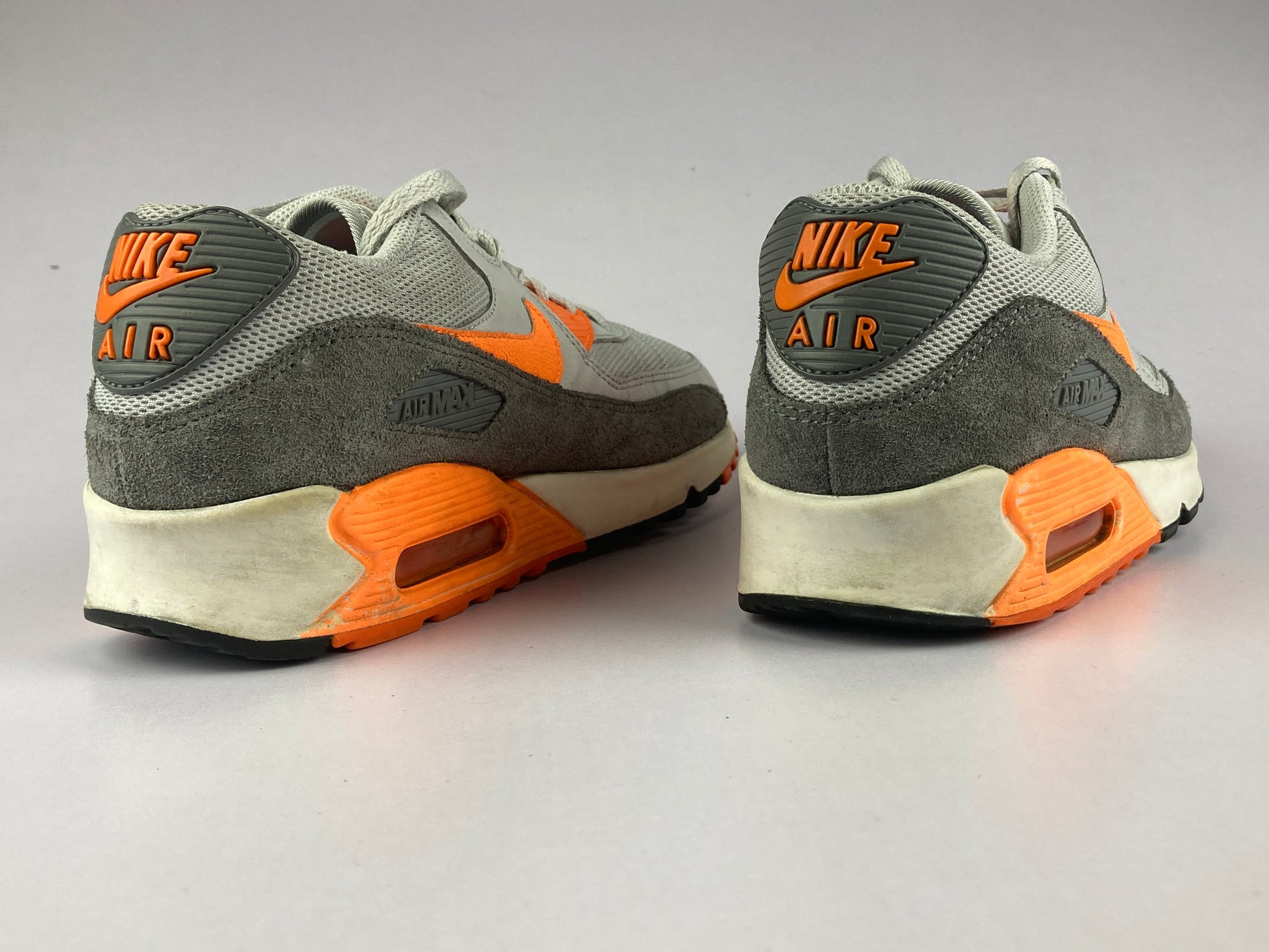 Nike Air Max 90 Essential Wmns 'Wolf Grey/Orange/Grey-Summit White' 616730-018-Running-Athletic Corner