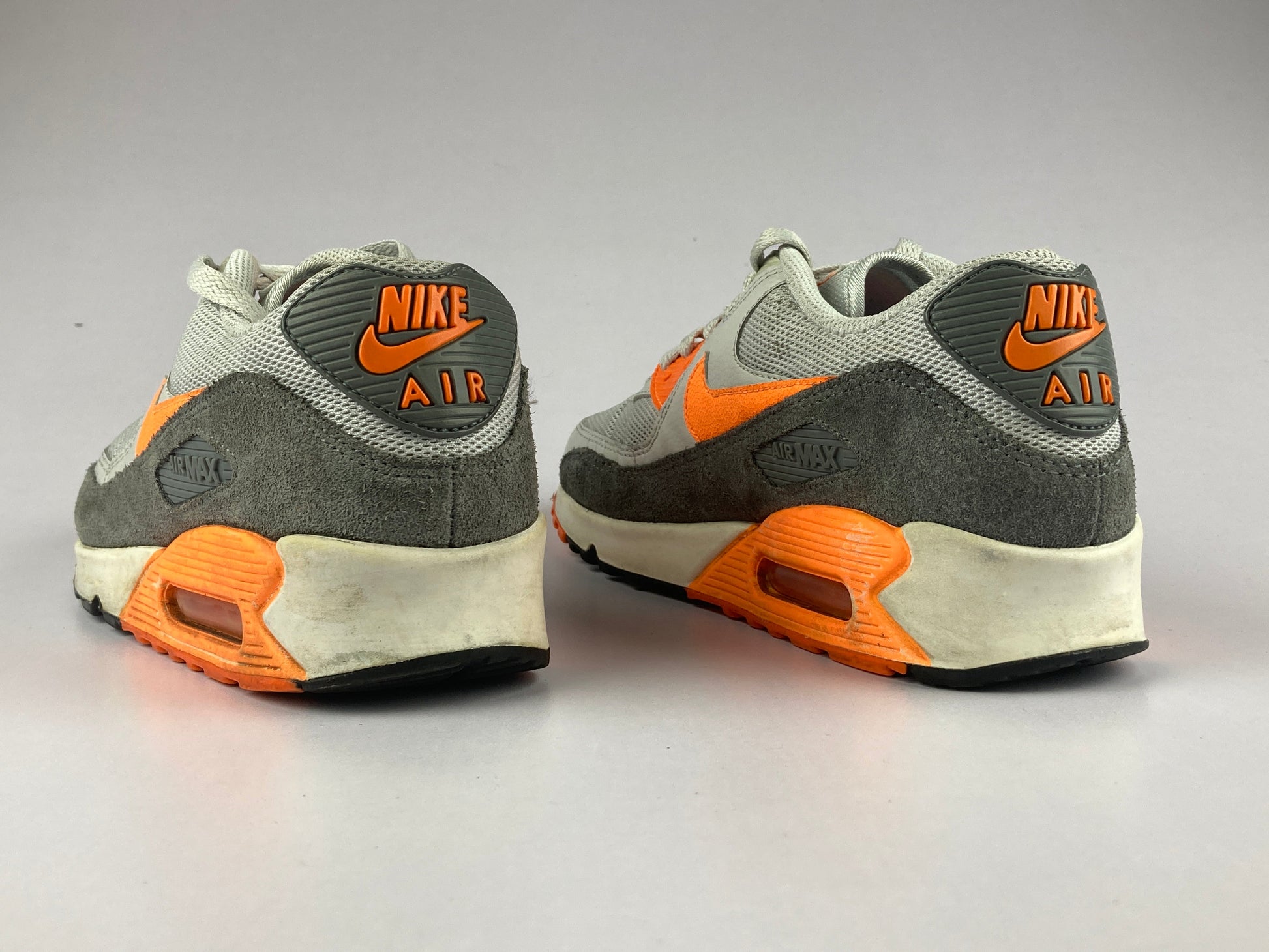 Nike Air Max 90 Essential Wmns 'Wolf Grey/Orange/Grey-Summit White' 616730-018-Running-Athletic Corner